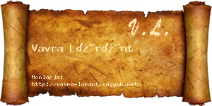 Vavra Lóránt névjegykártya
